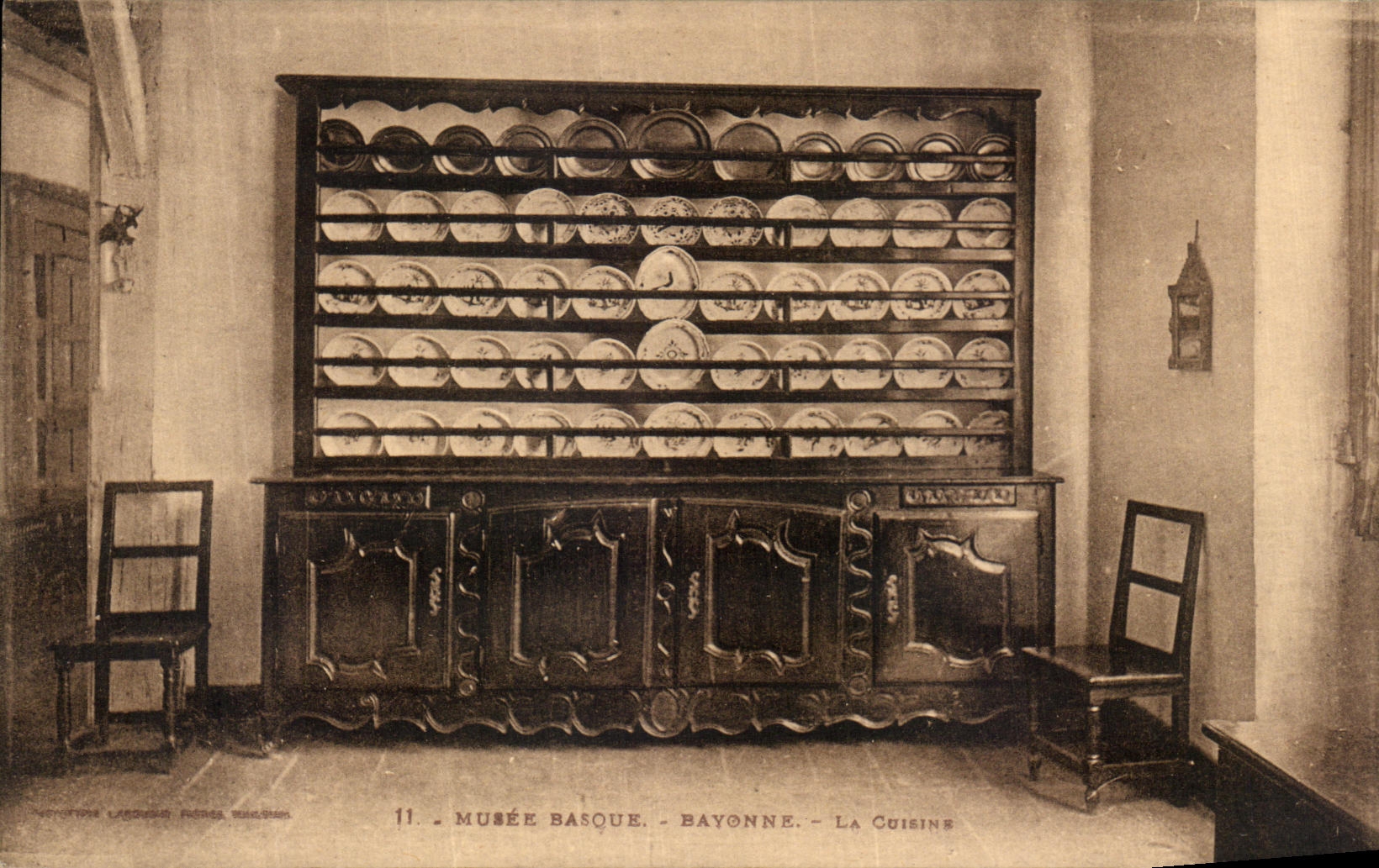 VINTAGE POSTCARD Museum Bayonne Basque the Kitchen Earthenware