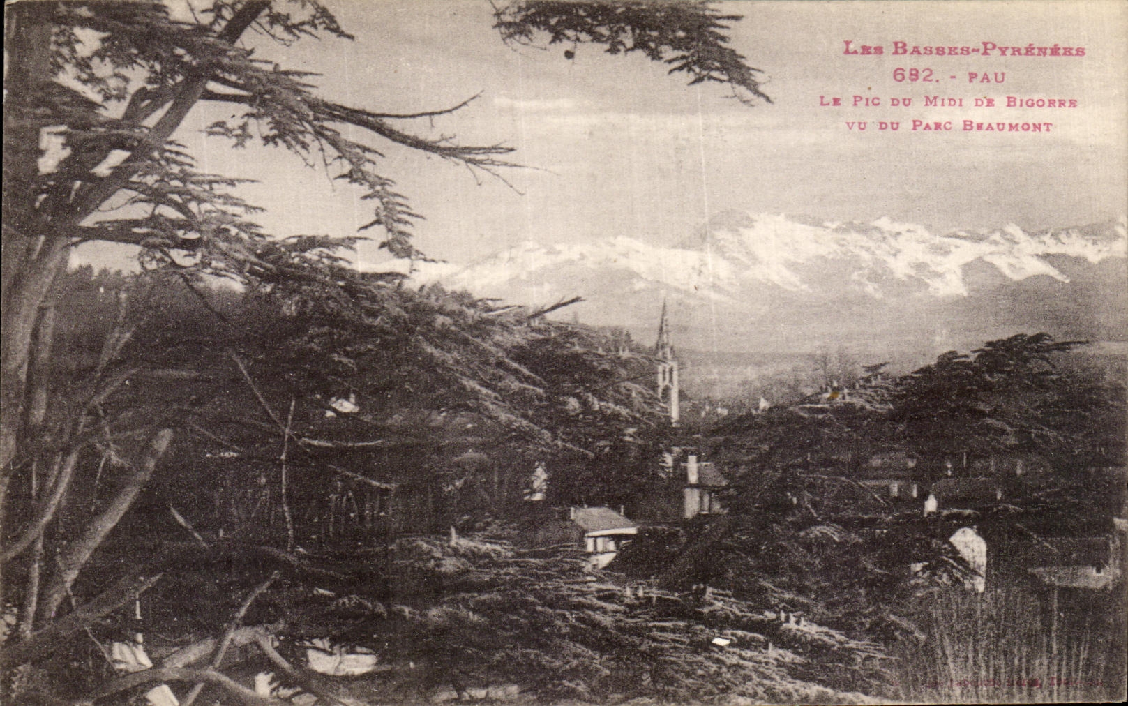 VINTAGE POSTCARD Pau the Peak Of the South De Bigorre Seen Of the Beaumont Park