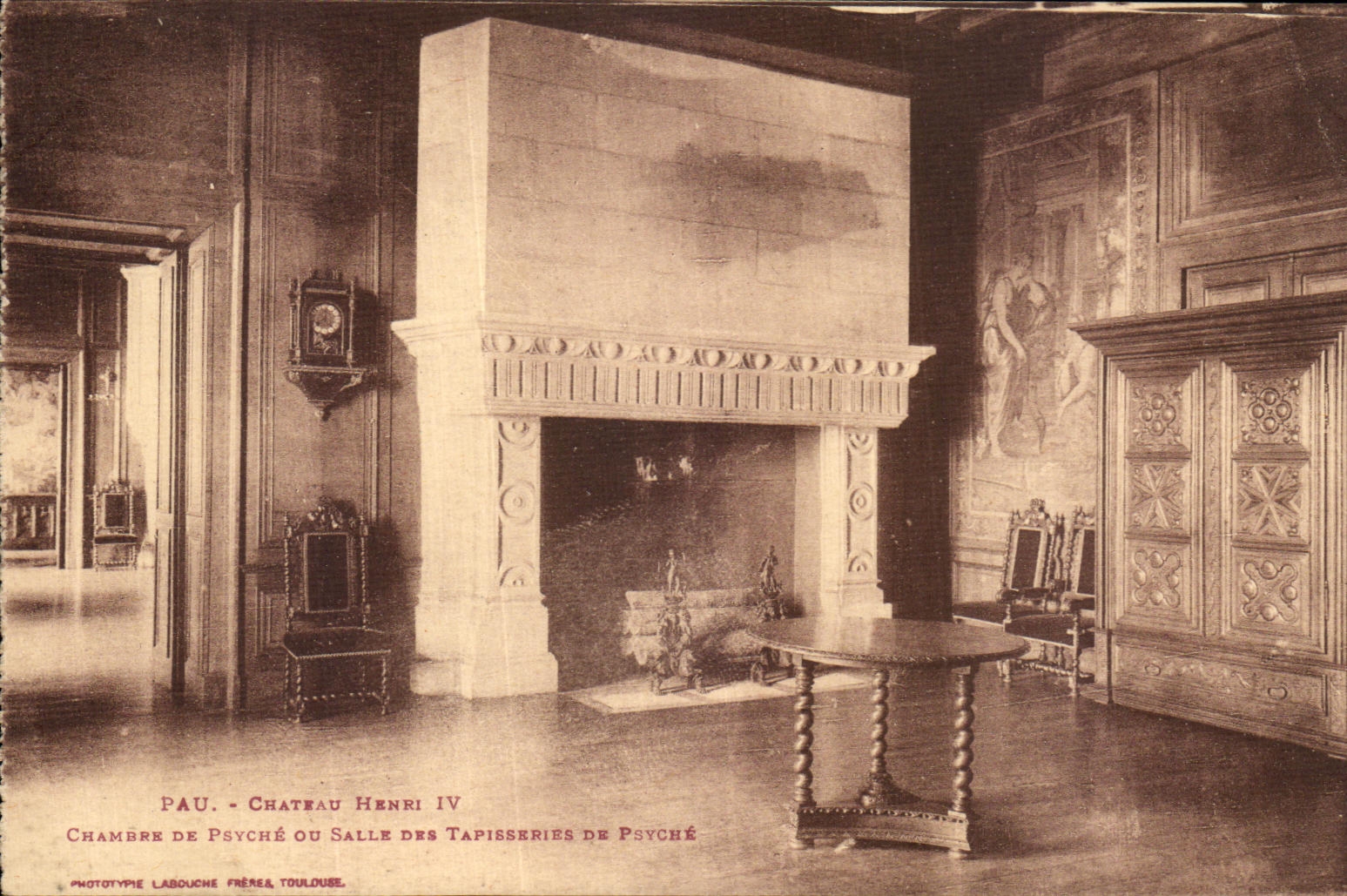 VINTAGE POSTCARD Pau the Castle Room of Psyche or room of the tapestries of Psyche
