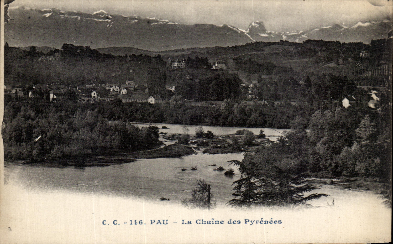 VINTAGE POSTCARD Pau the Chain of the Pyrenees