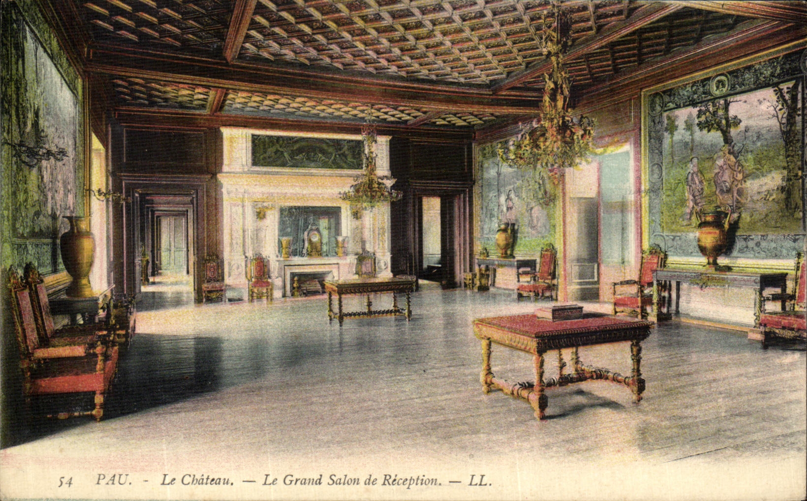 VINTAGE POSTCARD Pau the Castle the Large Reception room