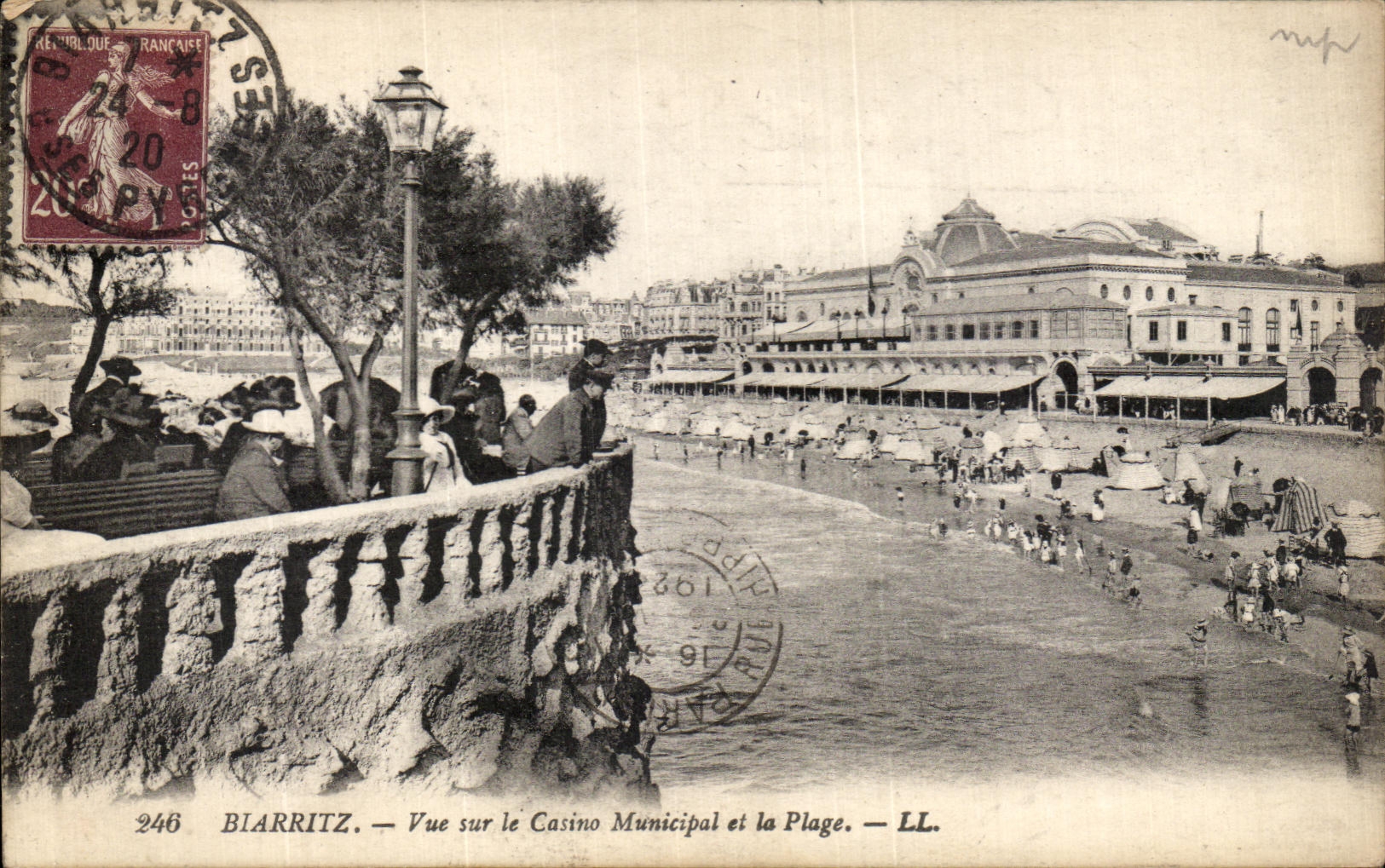 VINTAGE POSTCARD Biarritz Seen On the Municipal Casino and the Beach