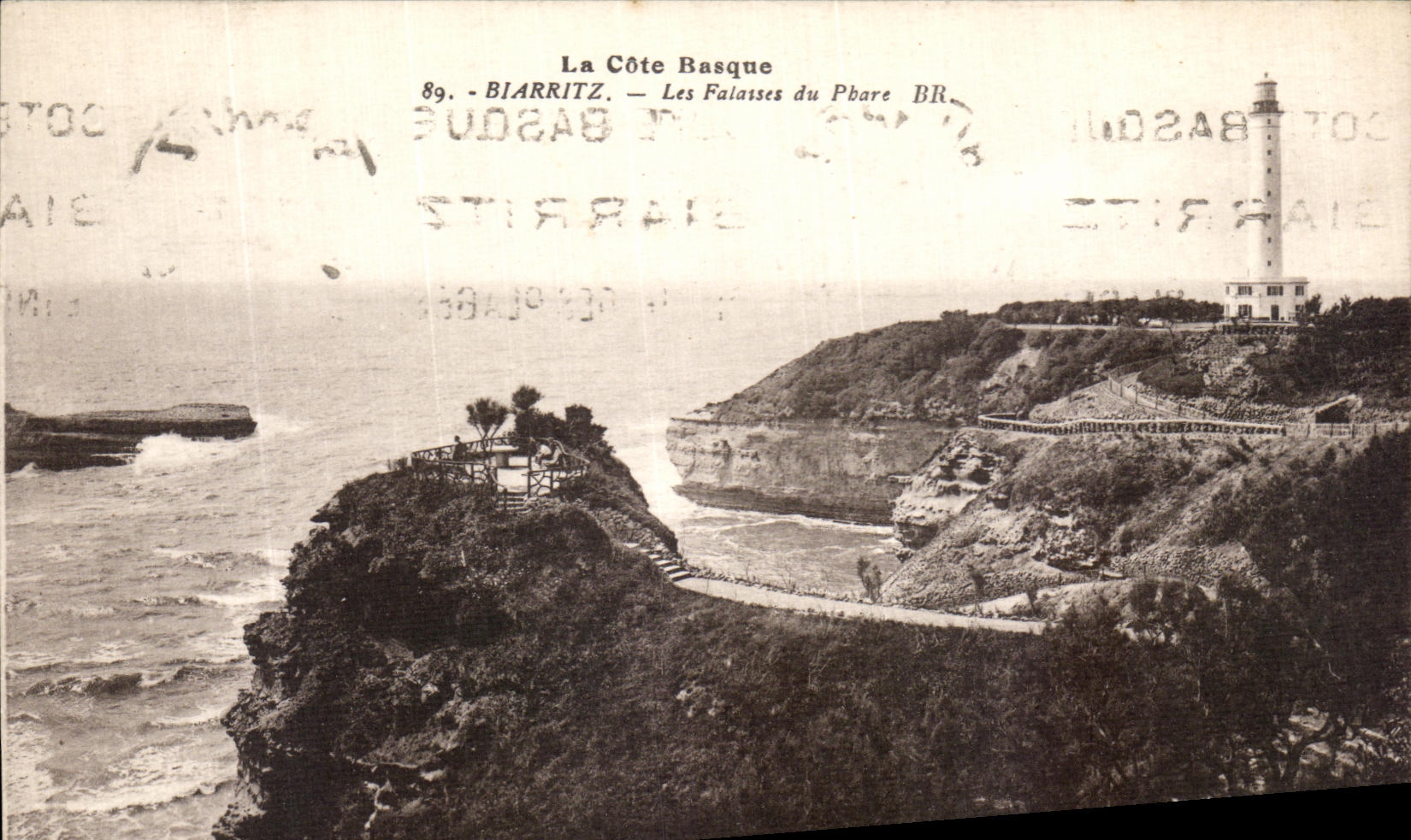 VINTAGE POSTCARD Biarritz Cliffs Of the Lighthouse