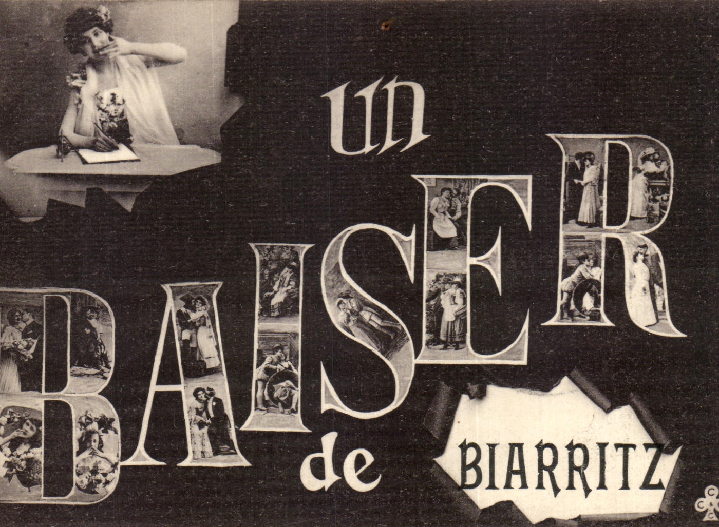 CPA Biarritz Baiser FEmme