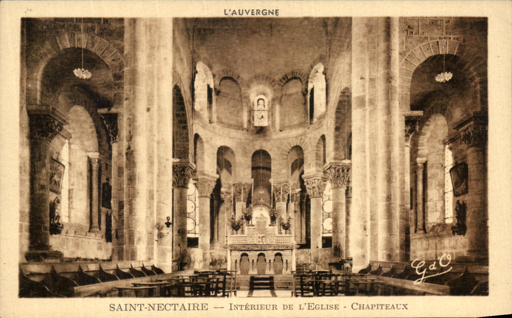 VINTAGE POSTCARD Auvergne Saint Interior Nectary Of L Church Capitals