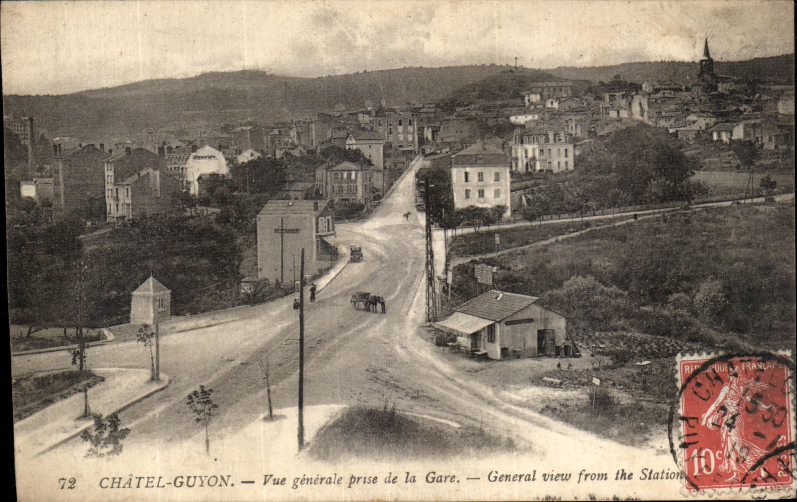 Opinion de Chatelguyon de la POSTAL de la VENDIMIA tomada de la estacion
