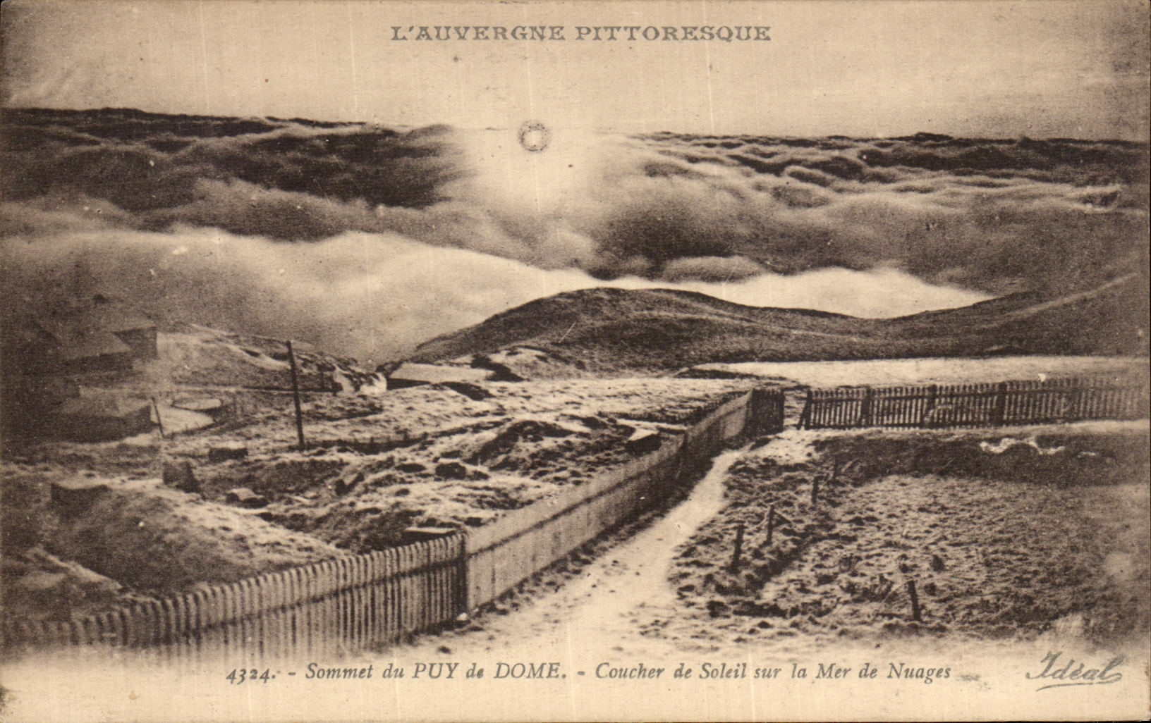 VINTAGE POSTCARD Puy De Dome Summit of the Sunset On Sea De Nanges