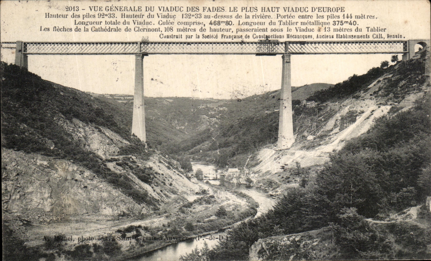 VINTAGE POSTCARD View Of the Viaduct Of Insipid the Most Viaduct D Europe