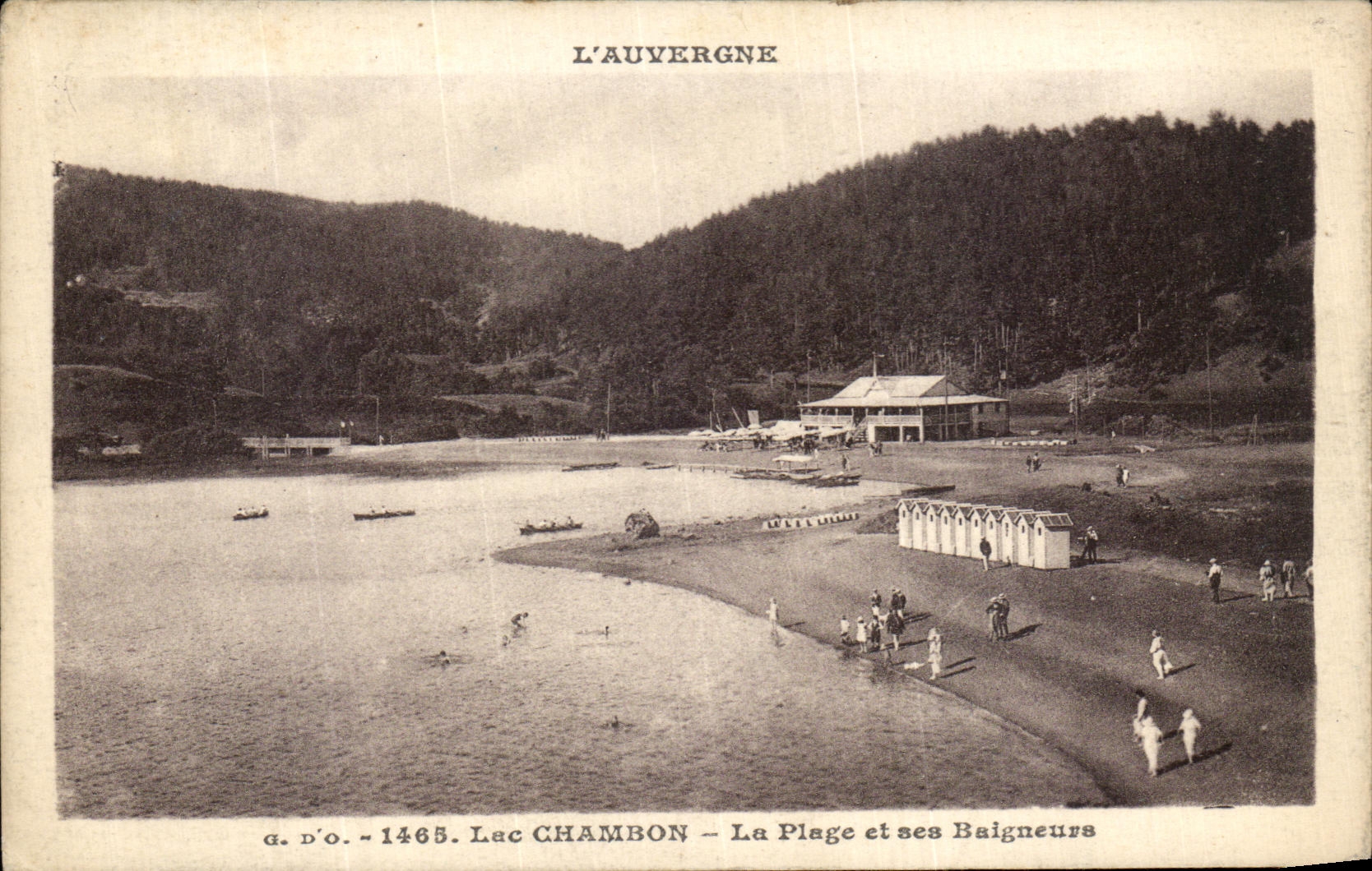 VINTAGE POSTCARD the Lake Chambon the Beach and Its Bathers