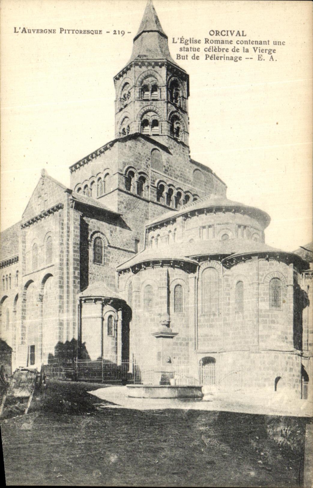 VINTAGE POSTCARD Orcival L Church Lovesong Containing a statue of the virgin Drank pilgrimage