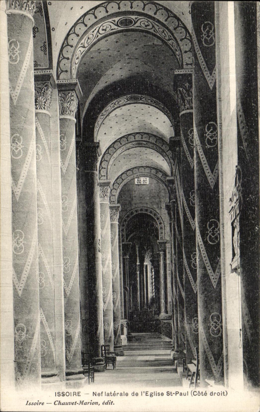 VINTAGE POSTCARD Issoire Side aisle of L Church St Paul