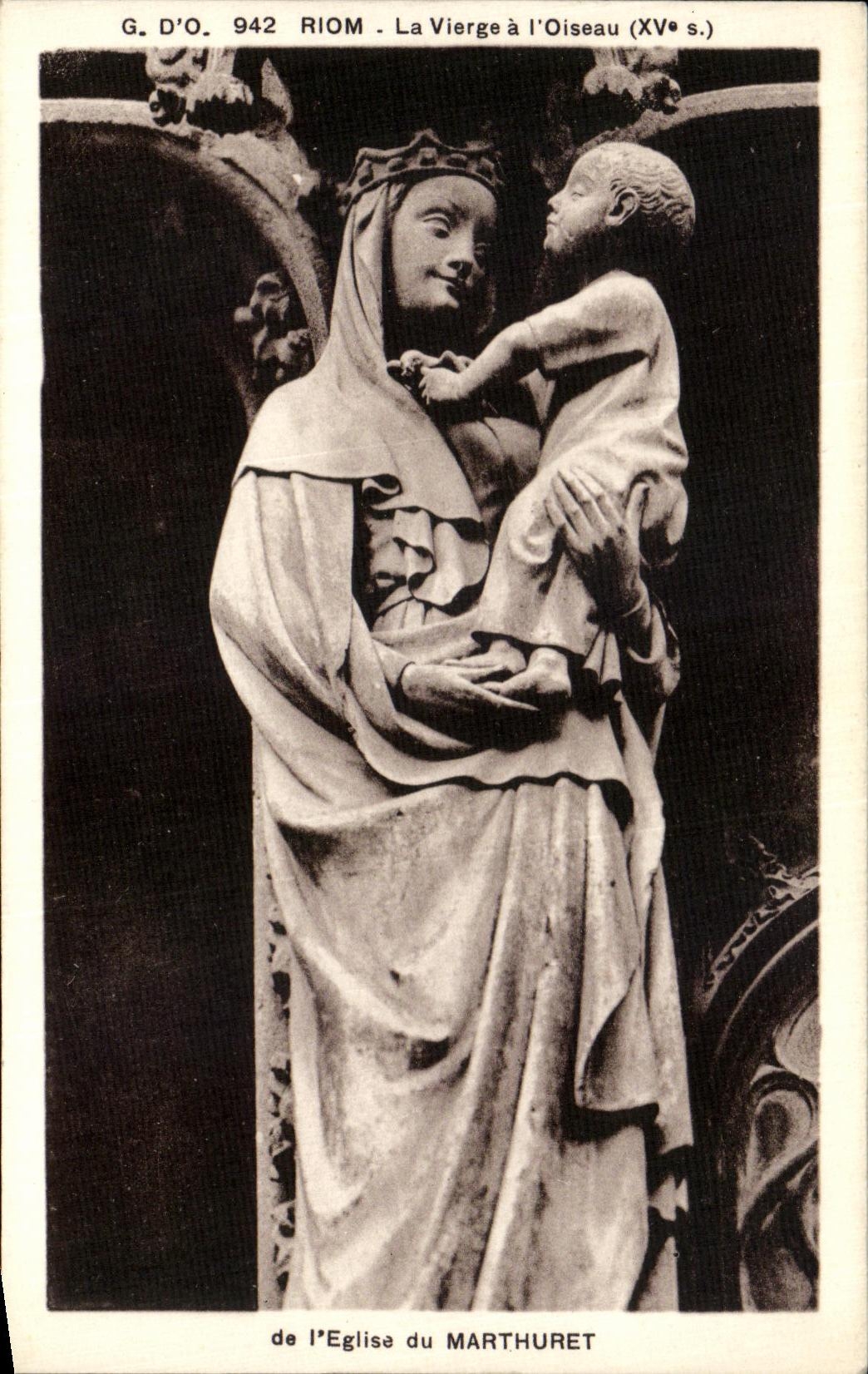 POSTAL Riom de la VENDIMIA la Virgen de L iglesia de Marthuret