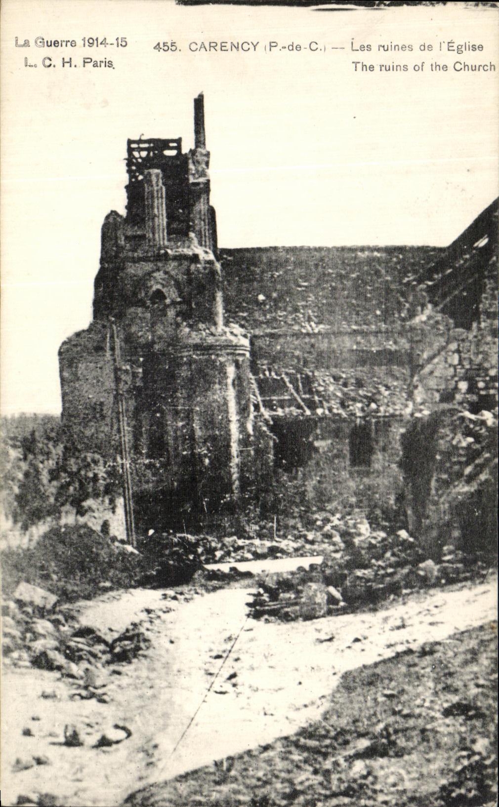 VINTAGE POSTCARD Carency Ruins of L Militaria Church