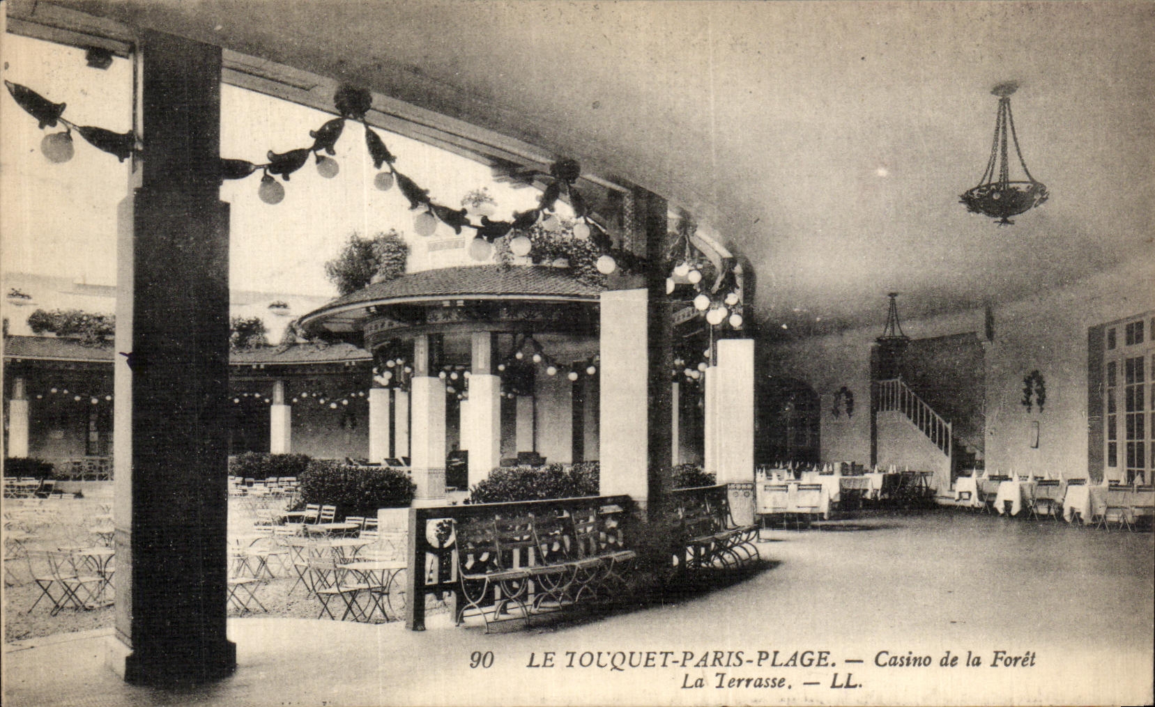Casino de la playa de Touquet Paris de la POSTAL de la VENDIMIA del taladro la terraza