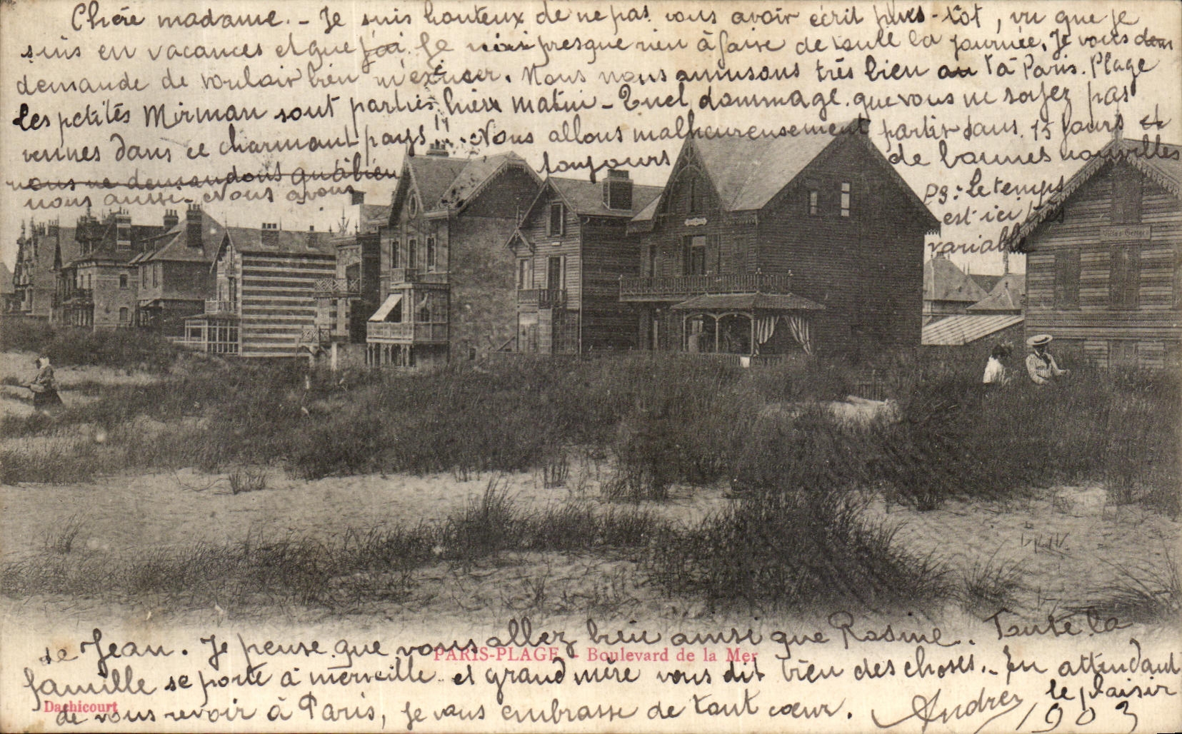 VINTAGE POSTCARD Paris Beach the Swimming pool On the Dam Boulevard of the Sea