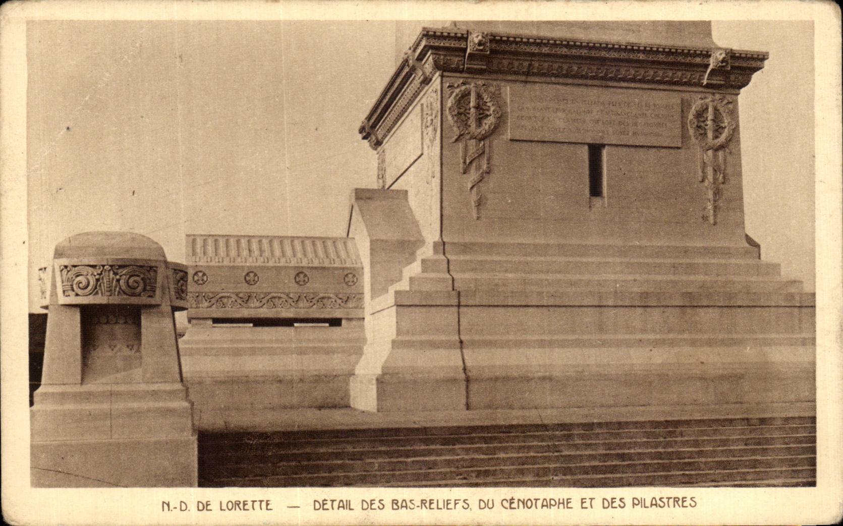 VINTAGE POSTCARD NR D De Lorette Detail Of the Low Reliefs Of the Cenotaph And the Pilasters