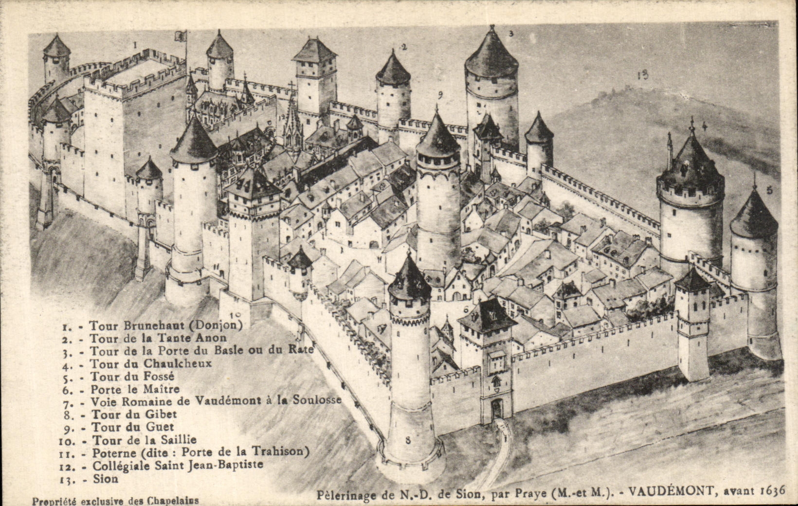 VINTAGE POSTCARD ND Pilgrimage of Sion Praye Vaudemont before 1636