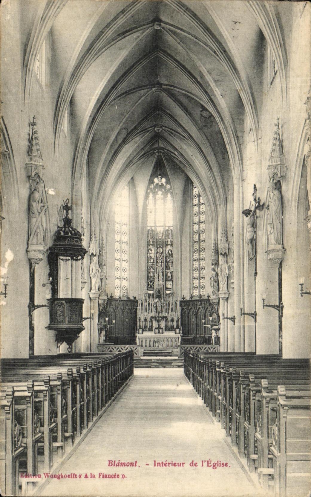 VINTAGE POSTCARD Interior Blamont of L Church