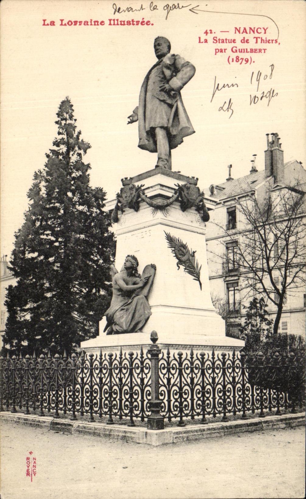 CPA Nancy La Statue de Thiers par Guilbert