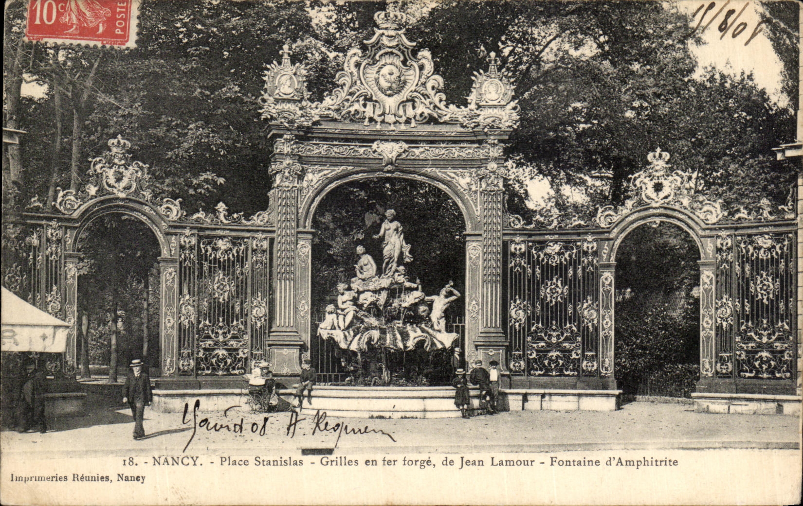 CPA Nancy Place Stanislas Grille en fer Forge de Jean Lamour