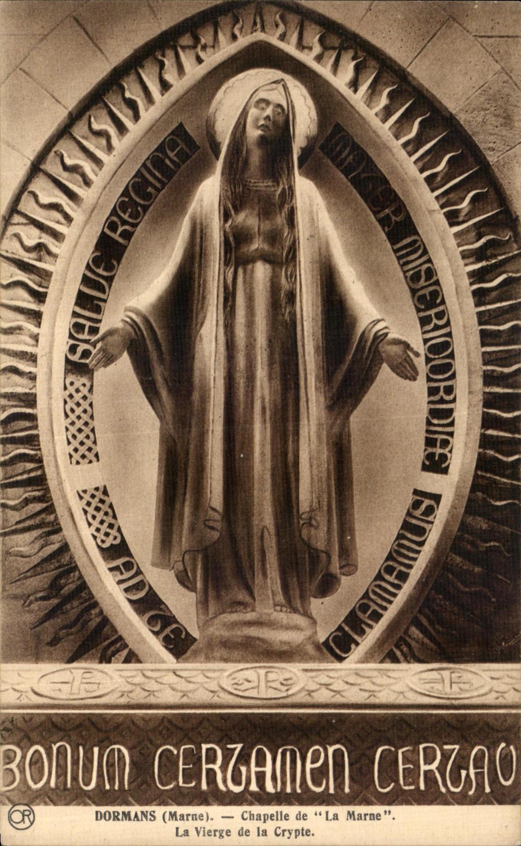 VINTAGE POSTCARD Dormans Vault Of the Marne the Virgin Of the Crypt