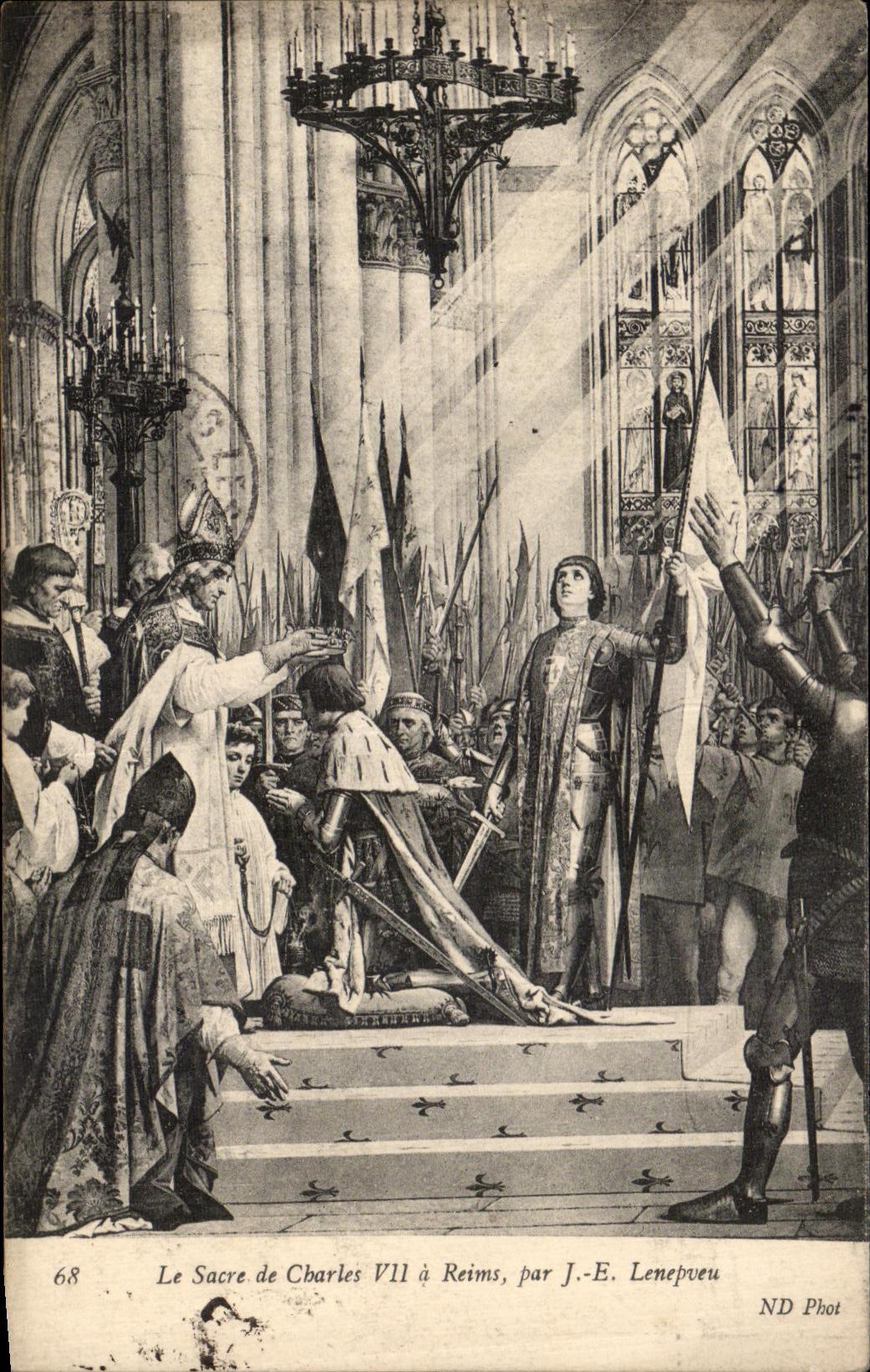 VINTAGE POSTCARD the Sacring Of Charles VII has Rheims Lenepveu