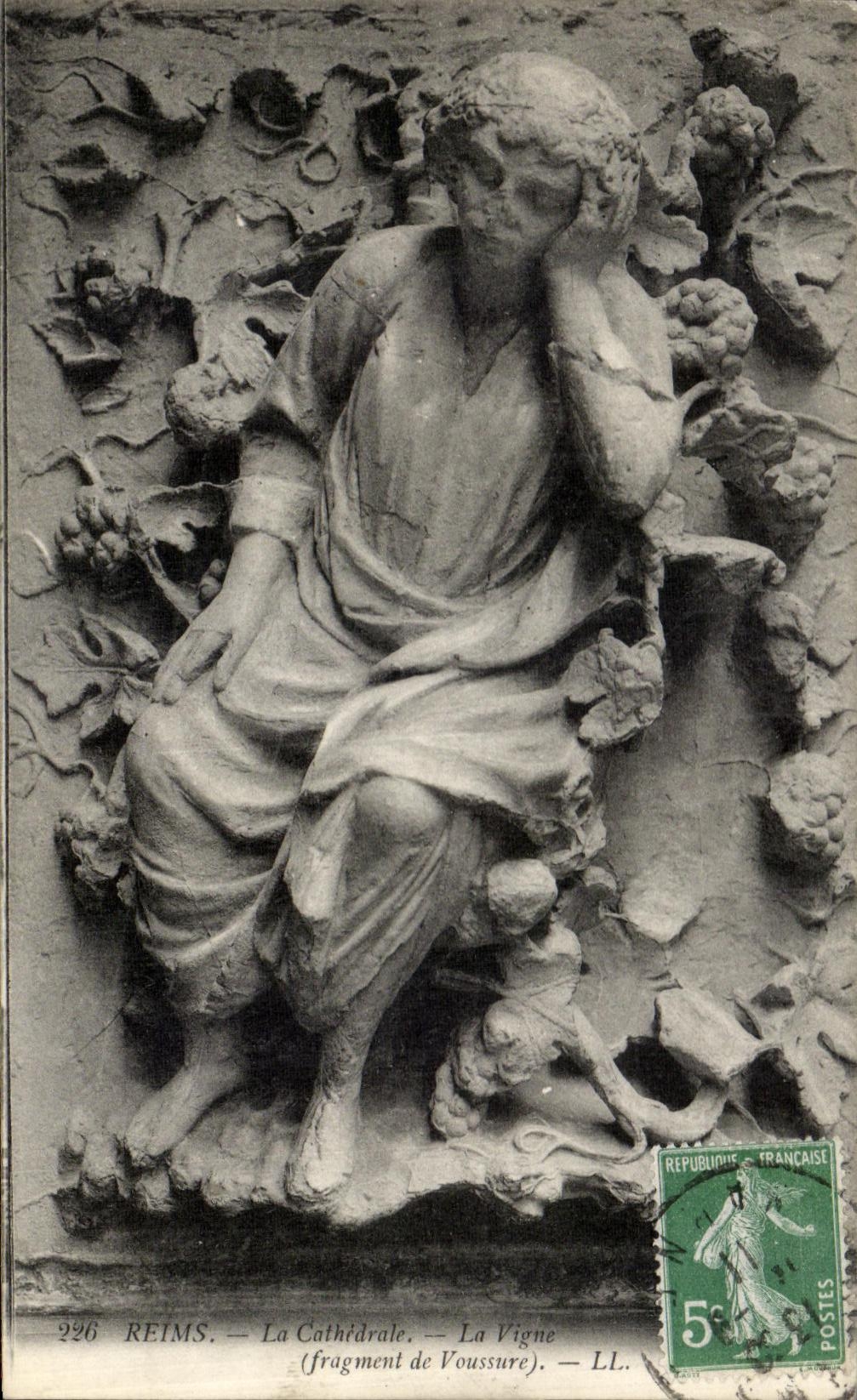 VINTAGE POSTCARD Rheims the Cathedral the Vine fragment of Curve