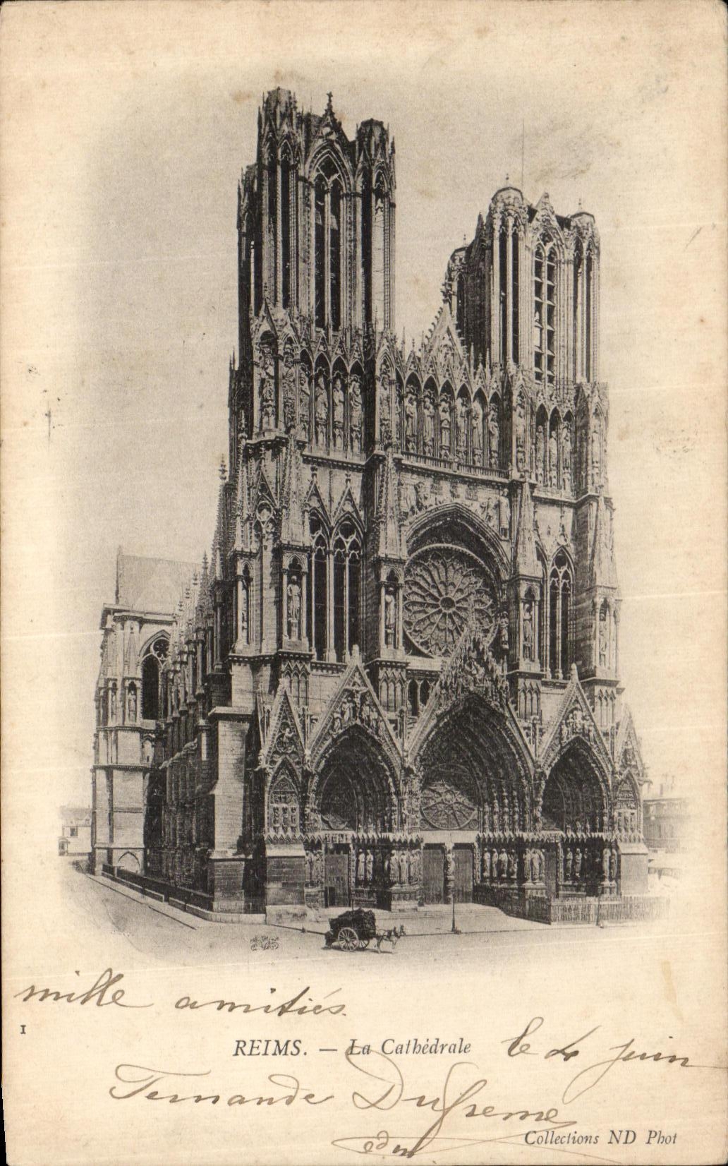 VINTAGE POSTCARD Rheims the Cathedral