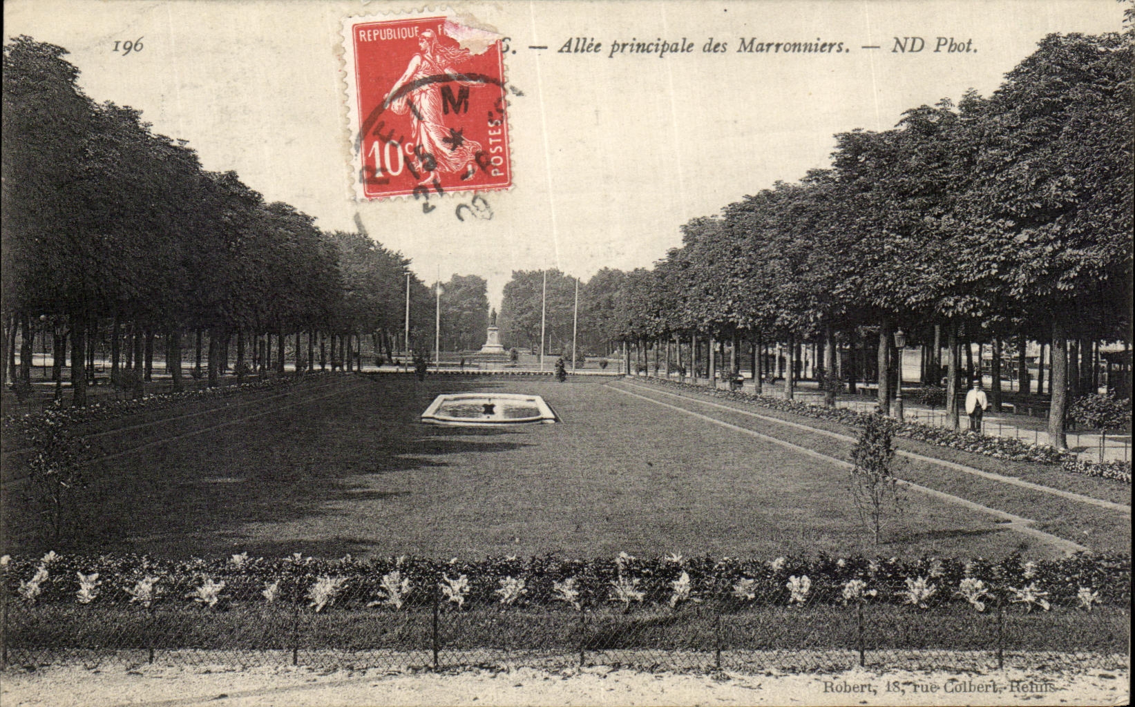 VINTAGE POSTCARD Rheims Gone Principal Of the Chestnut trees