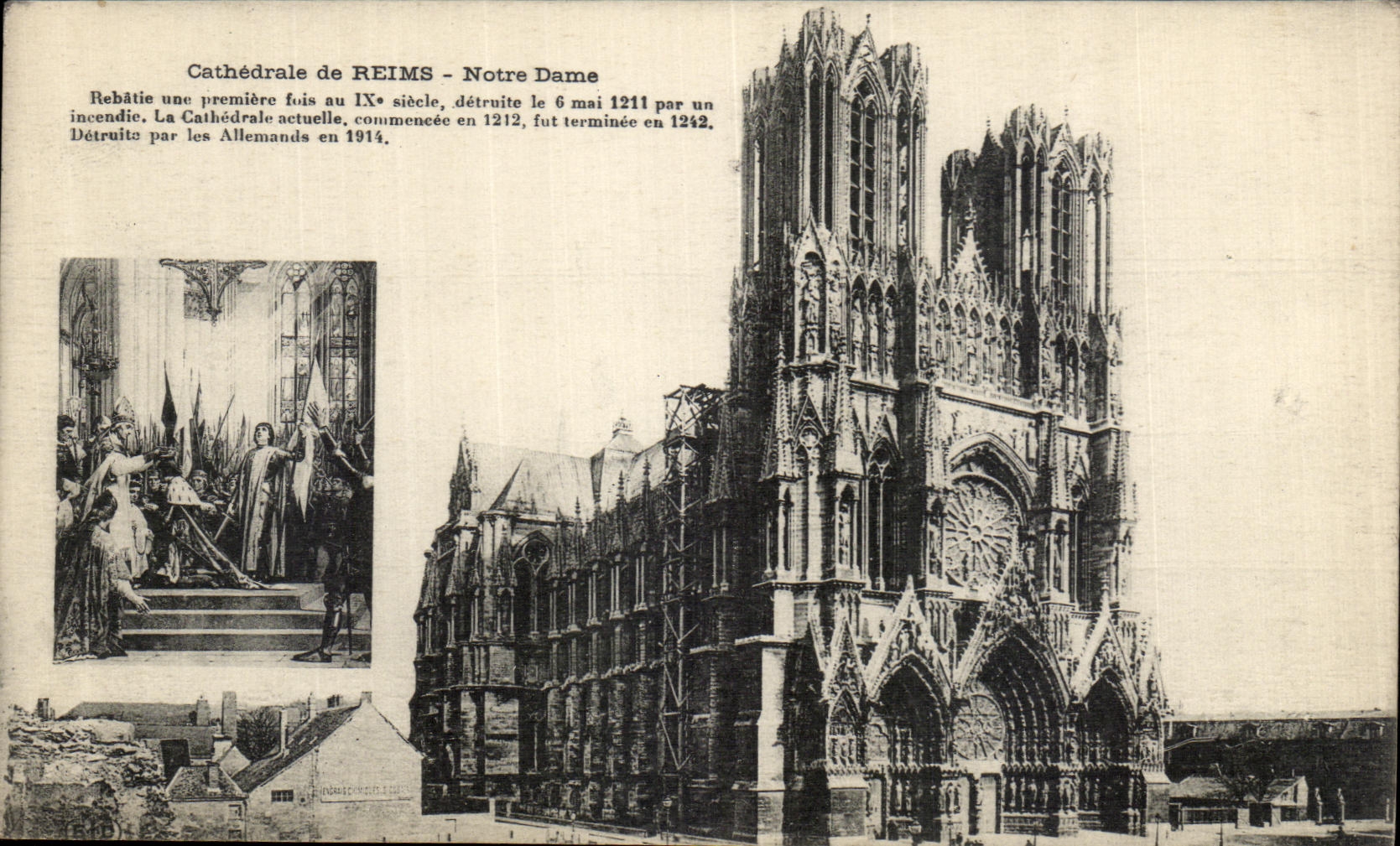 VINTAGE POSTCARD Cathedral Of Rheims Notre Dame