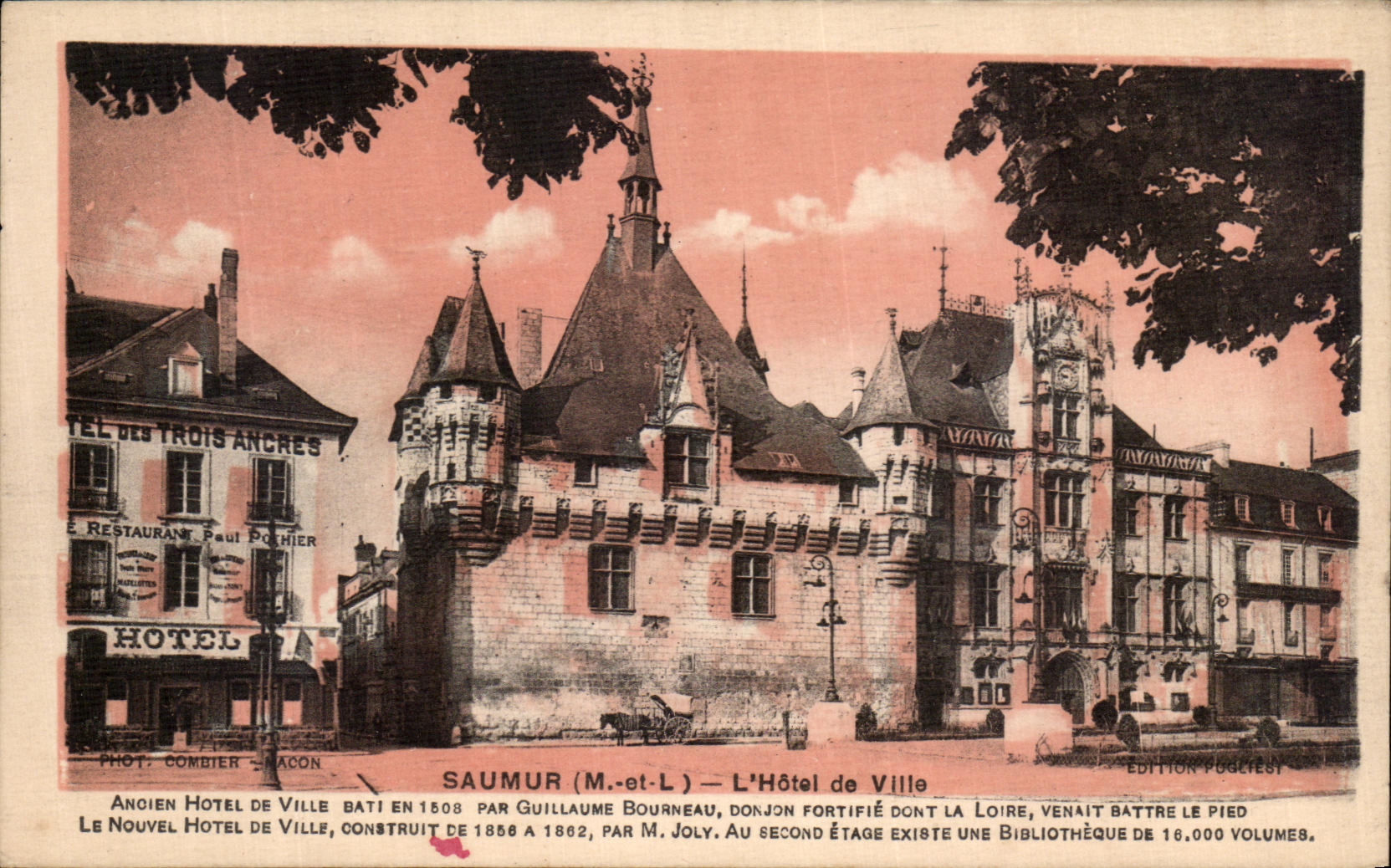 VINTAGE POSTCARD Saumur L Town hall