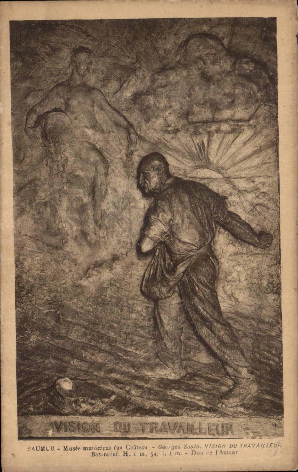 VINTAGE POSTCARD Saumur Municipal Museum Vision of the worker