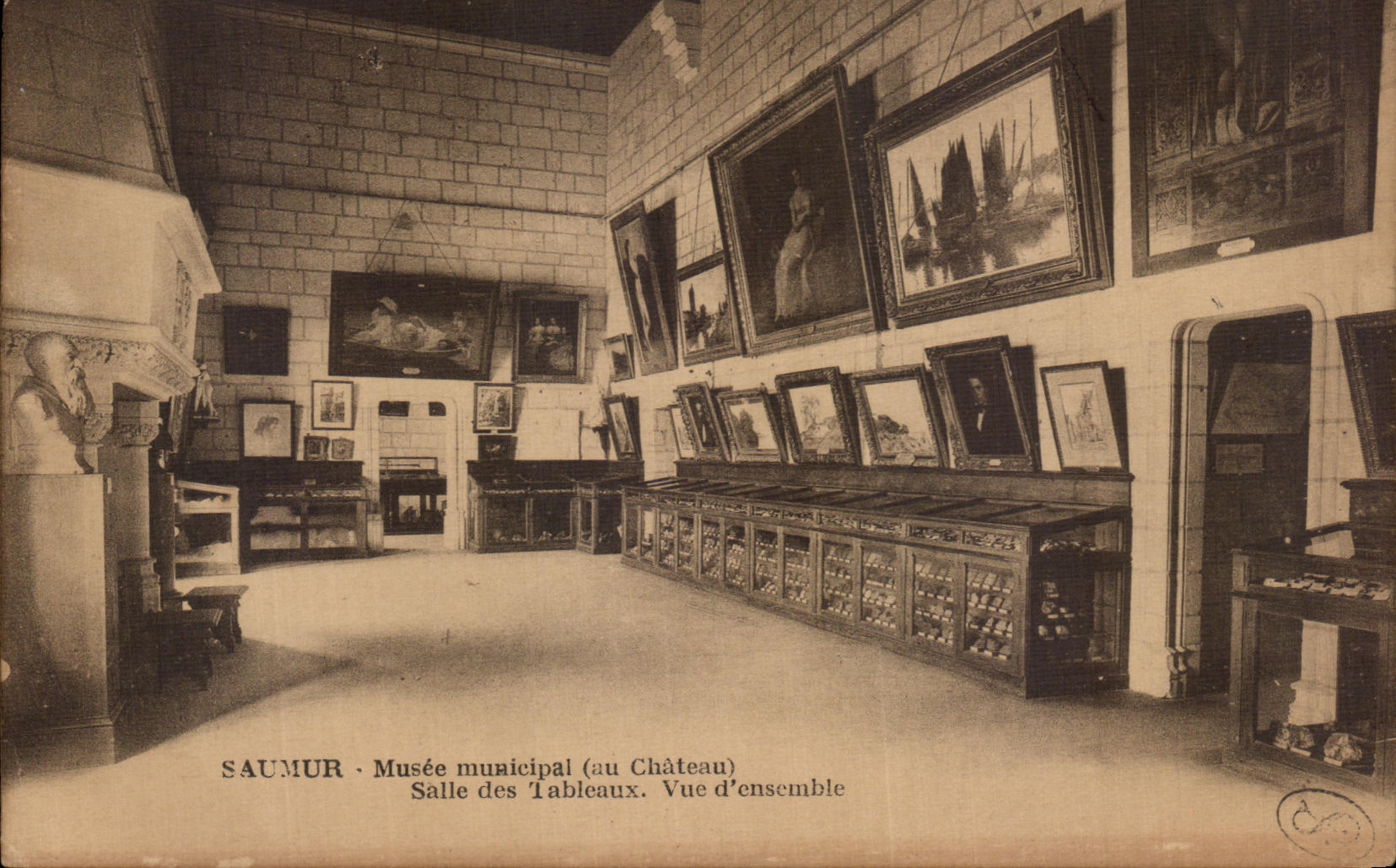 VINTAGE POSTCARD Saumur Museum Muncipal Room of Tables Seen D ensmble