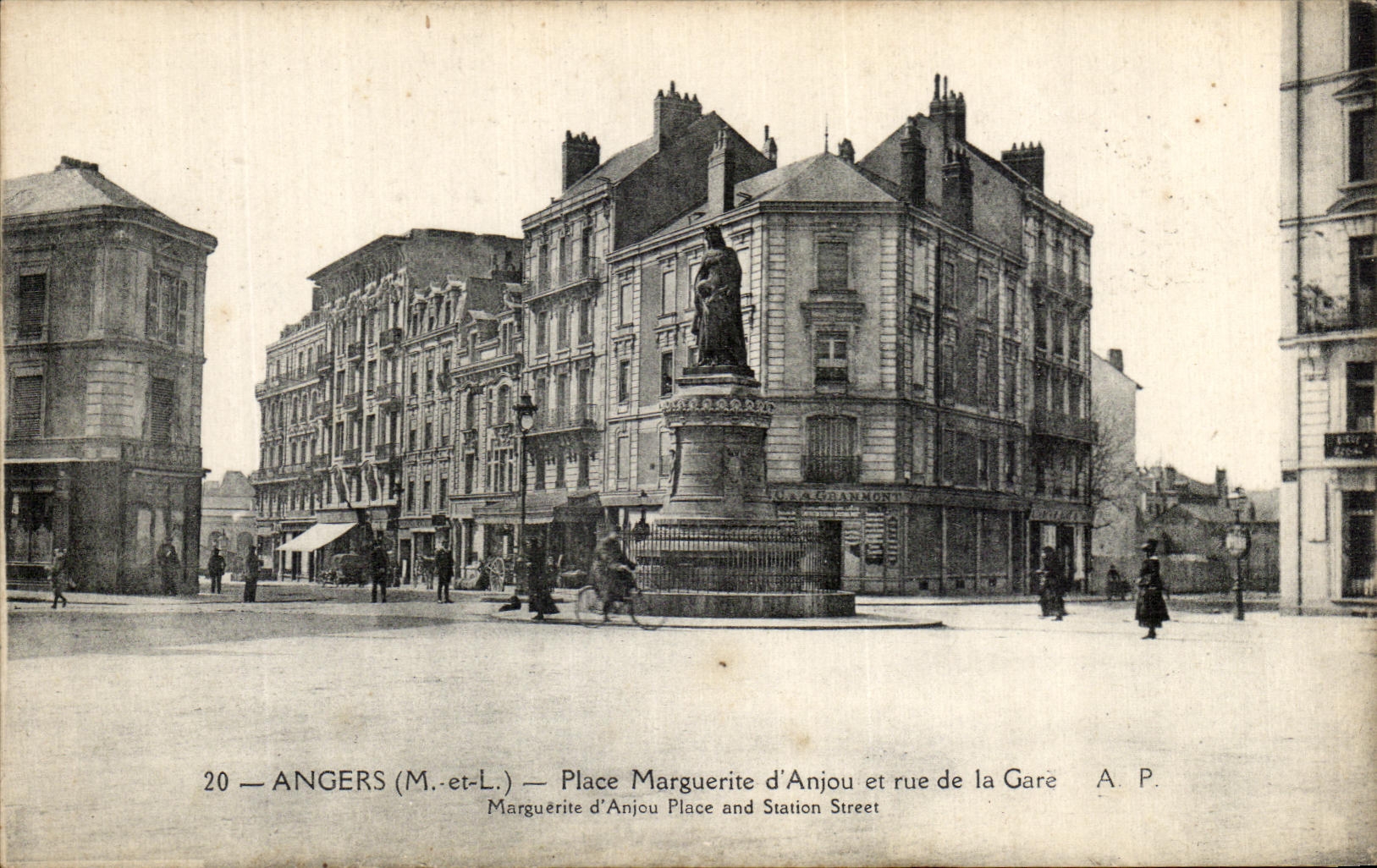 VINTAGE POSTCARD Angers Places Marguerite D Anjou and street of the Station