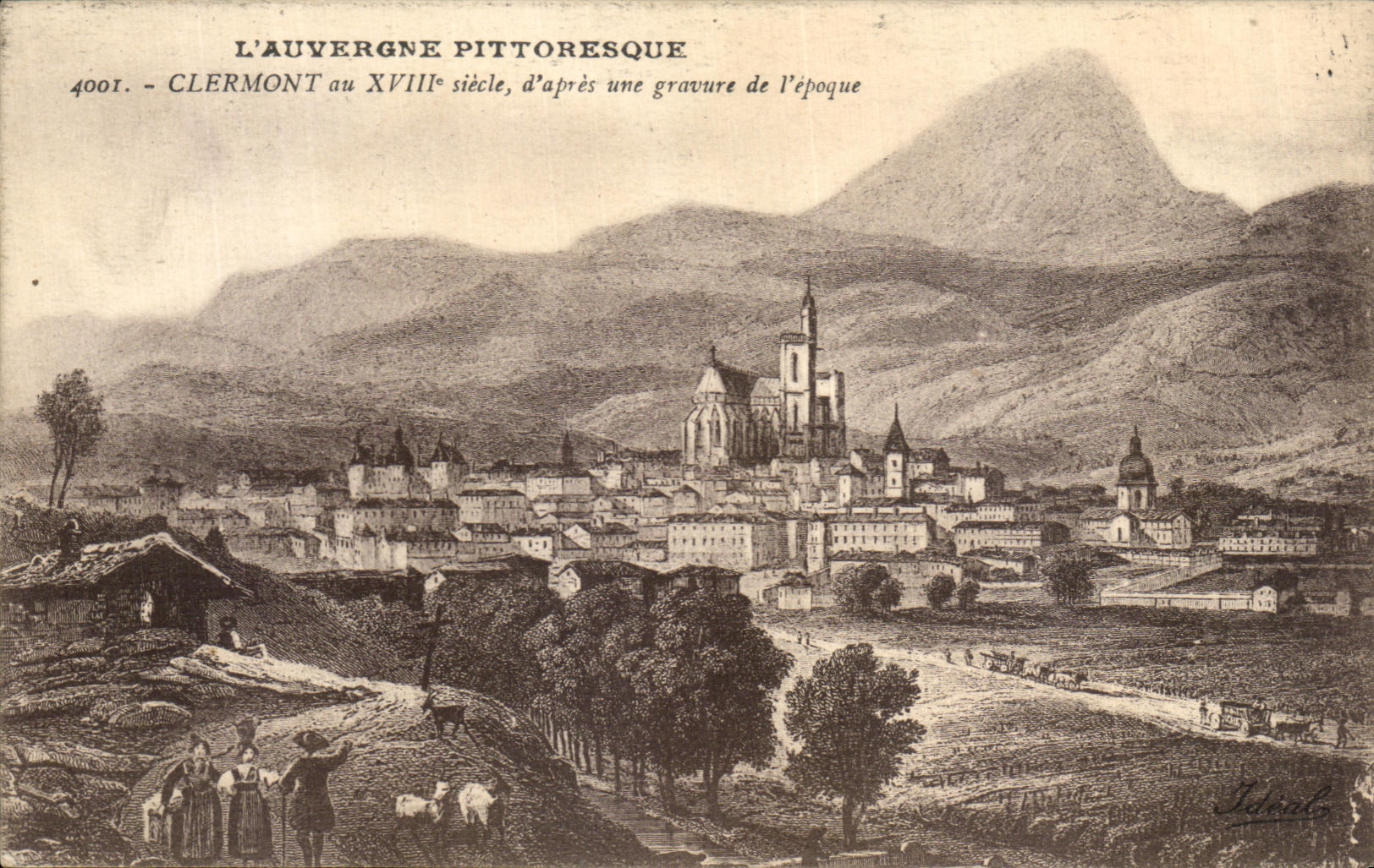 VINTAGE POSTCARD Clermont with 18th D after an engraving D time