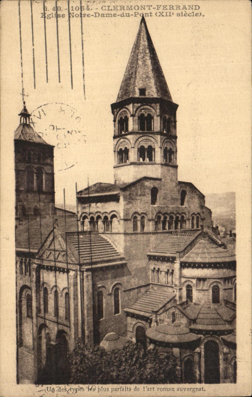 VINTAGE POSTCARD Clermont Ferrand Notre Dame Church of the bridge