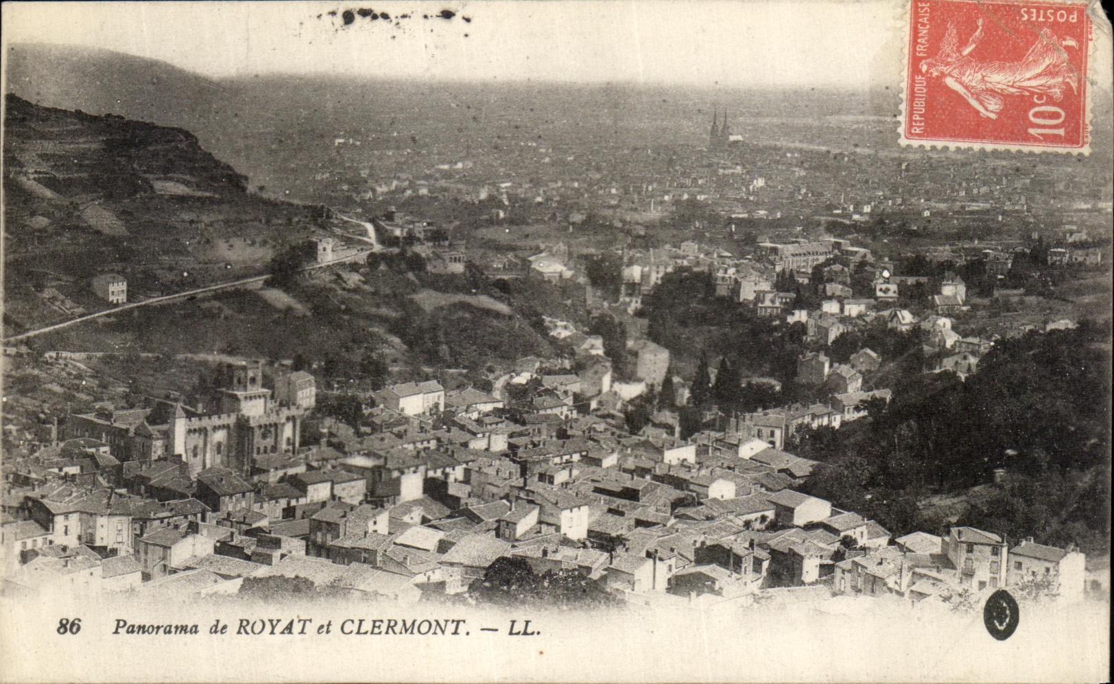 VINTAGE POSTCARD Royat and Clermont Panorama