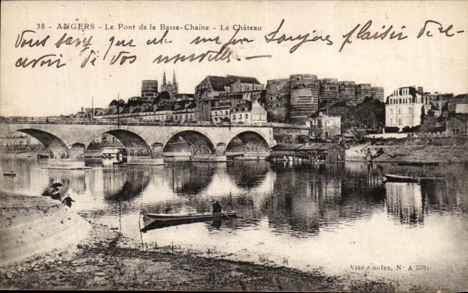 VINTAGE POSTCARD Angers the Bridge Of the Low Chain the Castle