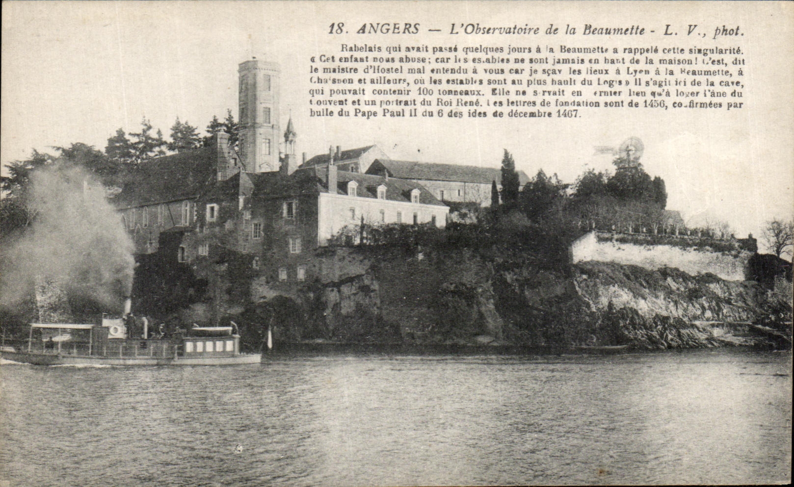 VINTAGE POSTCARD Angers L Observatory Of Beaumette Boat