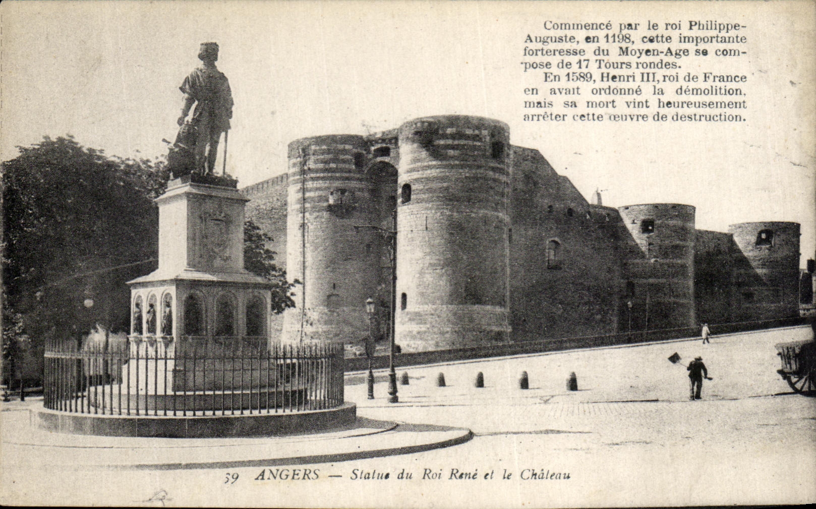 VINTAGE POSTCARD Angers Rules of King Rene And the Castle