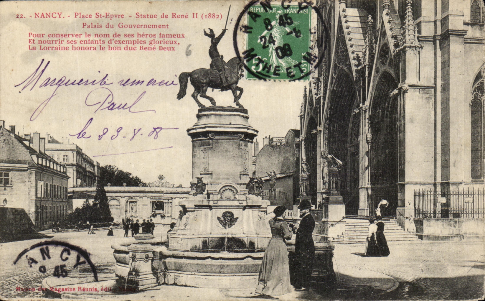 CPA Nancy Place St Epvre Statue de Rene II