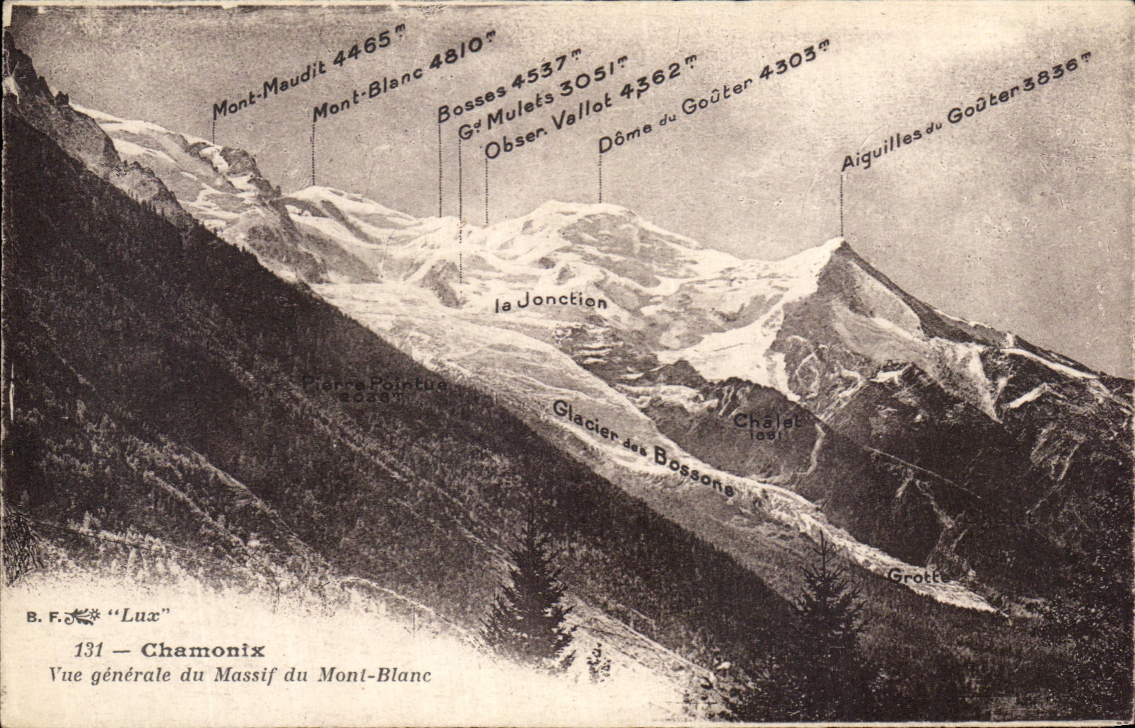 VINTAGE POSTCARD Chamonix View Of the Solid mass of Mont Blanc