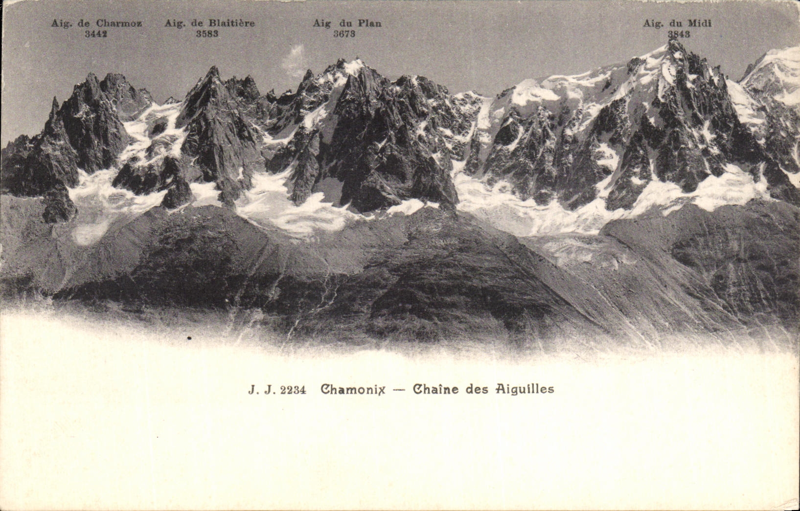 VINTAGE POSTCARD Chamonix Chains Needles