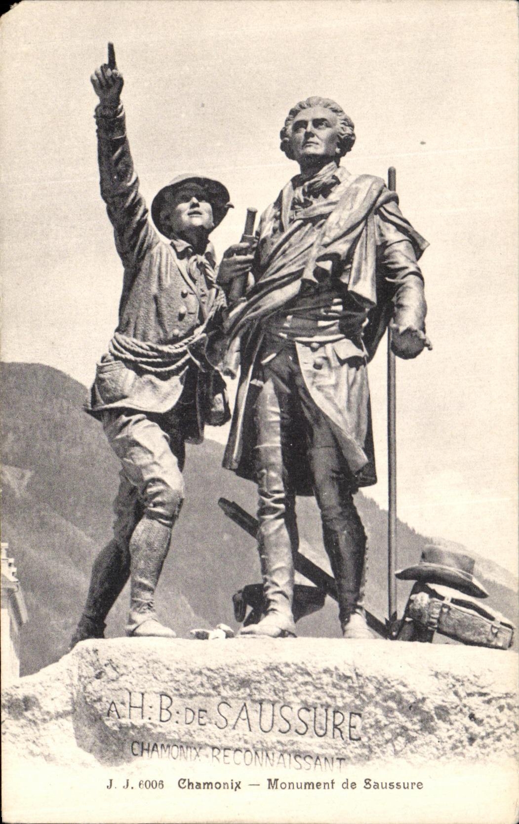 VINTAGE POSTCARD Chamonix Monument of Saussure Alpinism