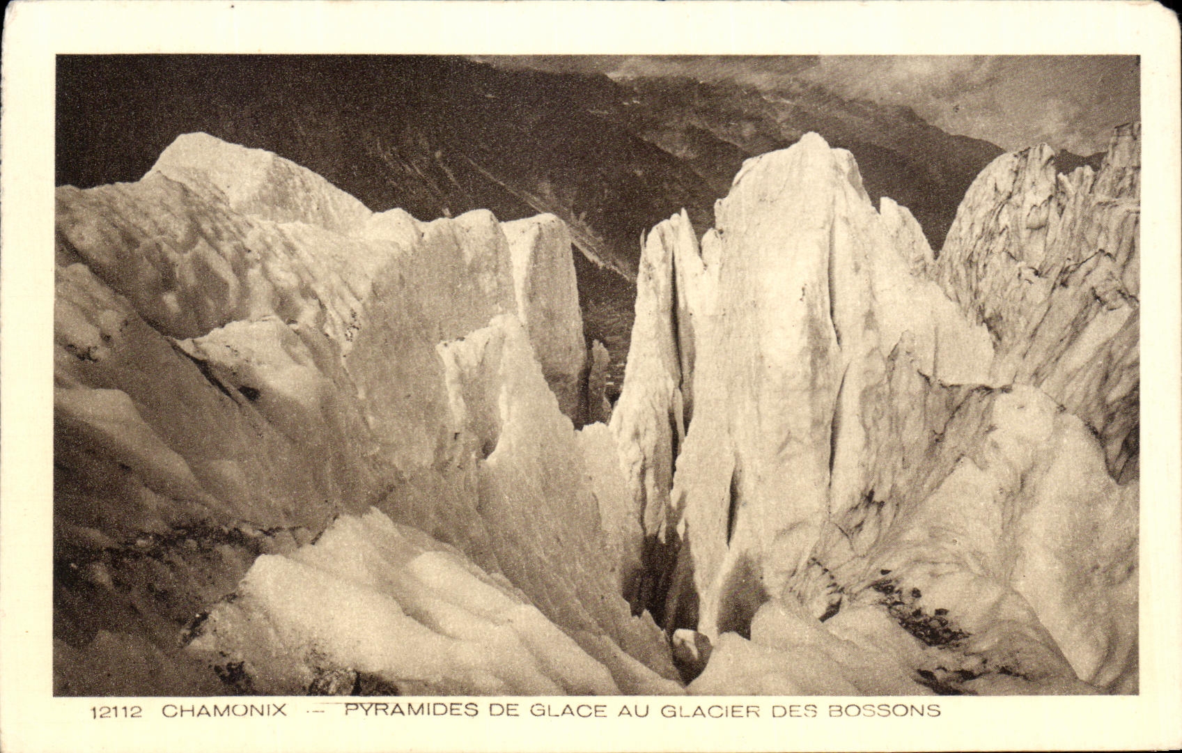 VINTAGE POSTCARD Chamonix Pyramides Of Ice Of the Glacier Of Let us work