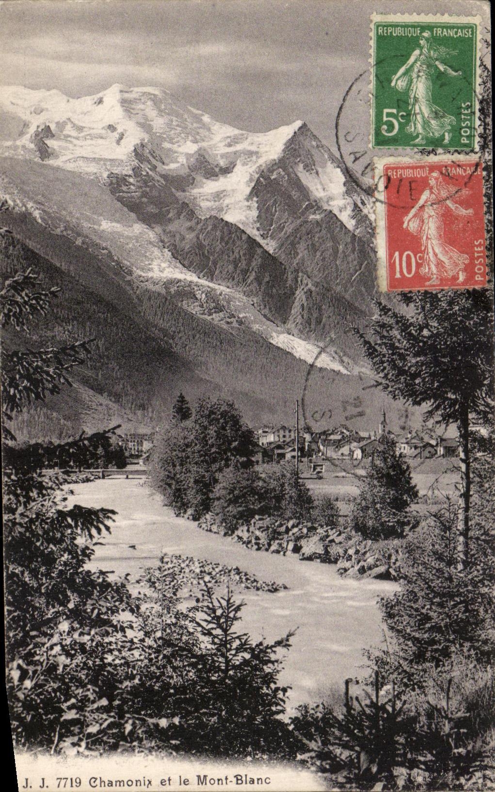 VINTAGE POSTCARD Chamonix and Mont Blanc