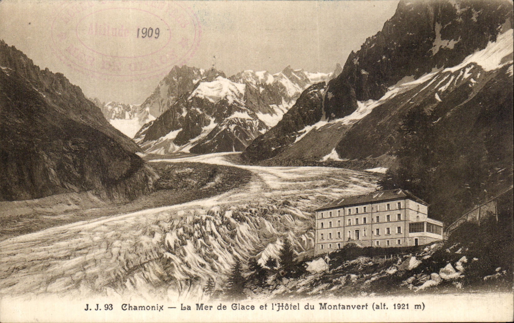 VINTAGE POSTCARD Chamonix Mont Blanc Sea of ice and L Hotel of Montanvert