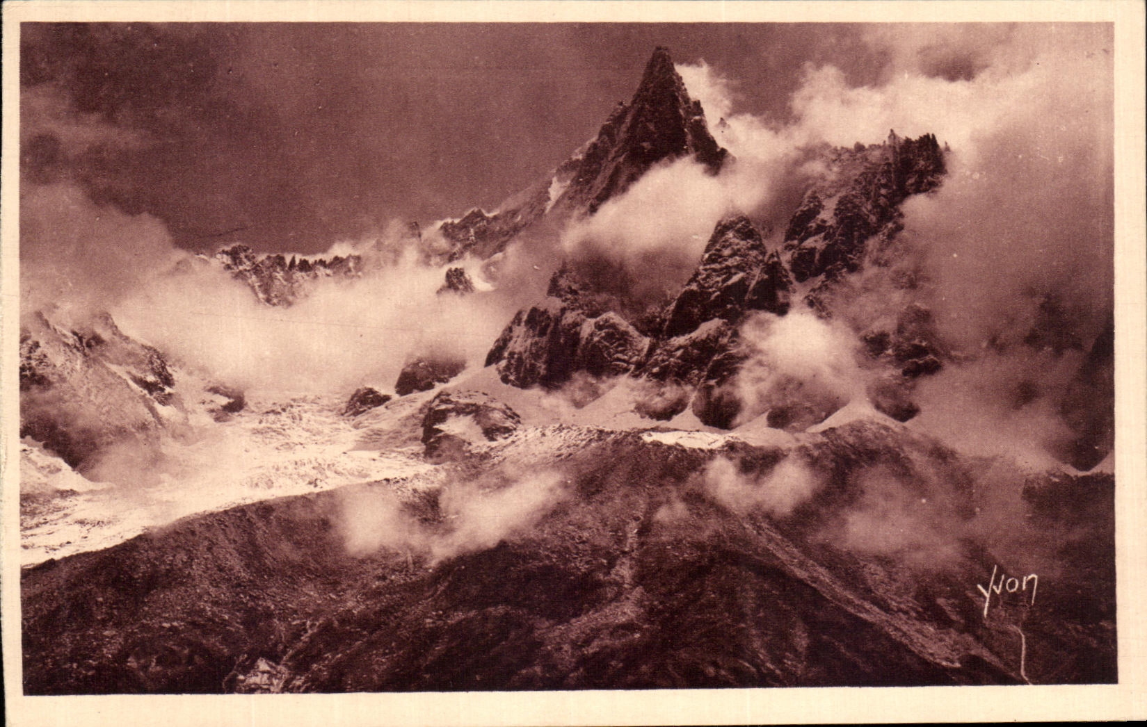VINTAGE POSTCARD Chamonix Mont Blanc L Switches Thick Sight of the terrace of Montenvers