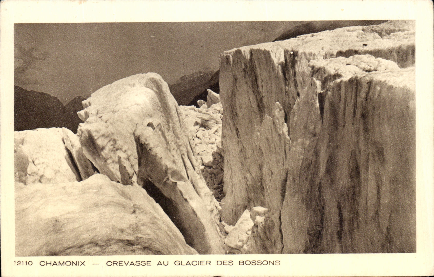 VINTAGE POSTCARD Chamonix Crevasse With the Glacier Of Let us work