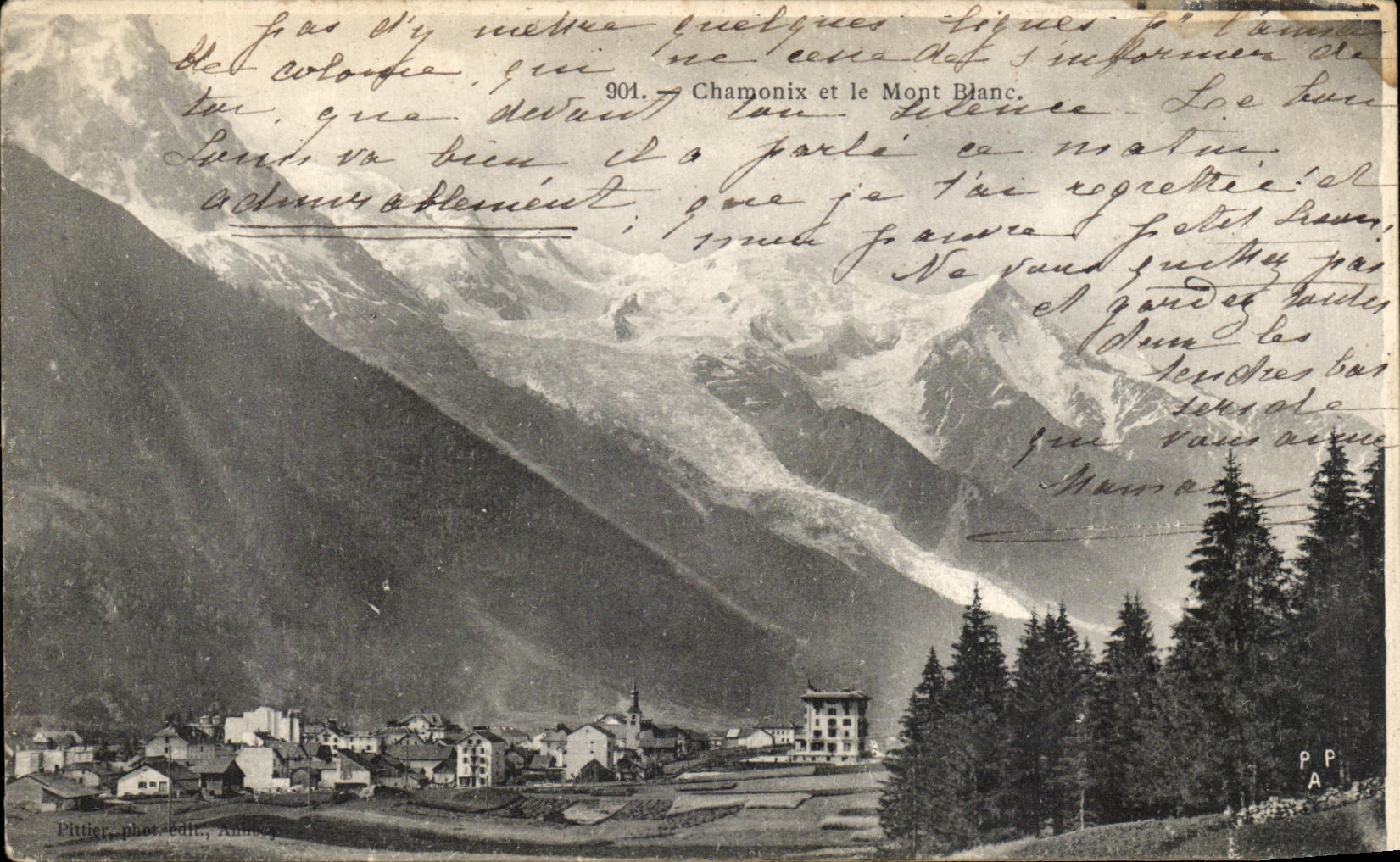 VINTAGE POSTCARD Chamonix and Mont Blanc